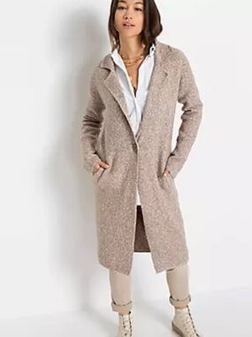 Rachel Zoe Single-Button Knit Long Coat (Coatigan) S